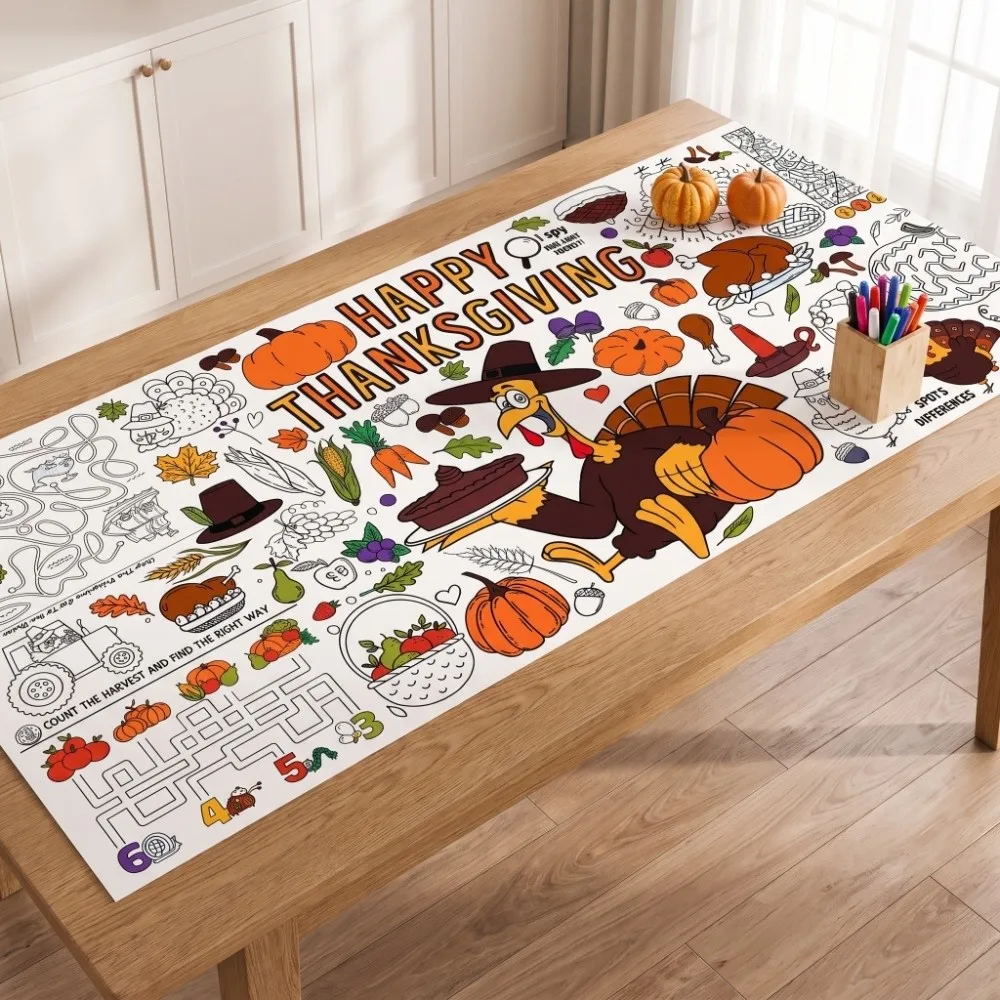 Multi Theme DIY Coloring Tablecloth Drawing Cartoon Large Drawing Mat Handmade Waterproof