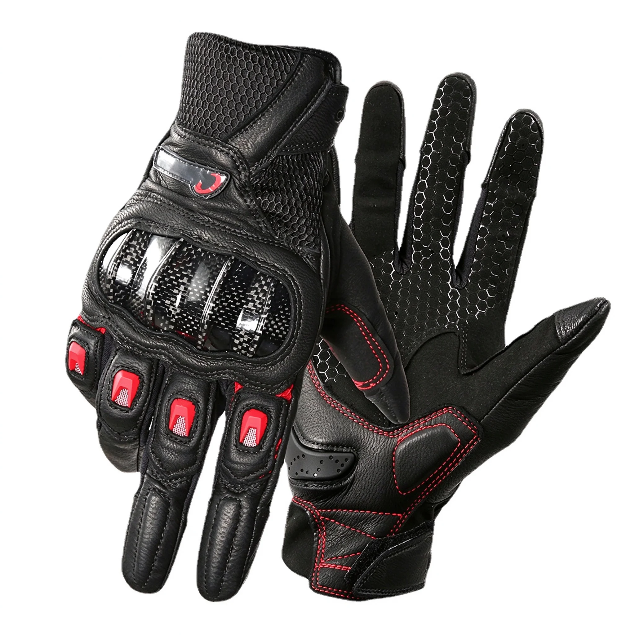 Guantes para Motos Summer Motorcycle Gloves Breathable Thin Sheepskin Riding Carbon Fiber Knuckle Protection Touchscreen Non 5