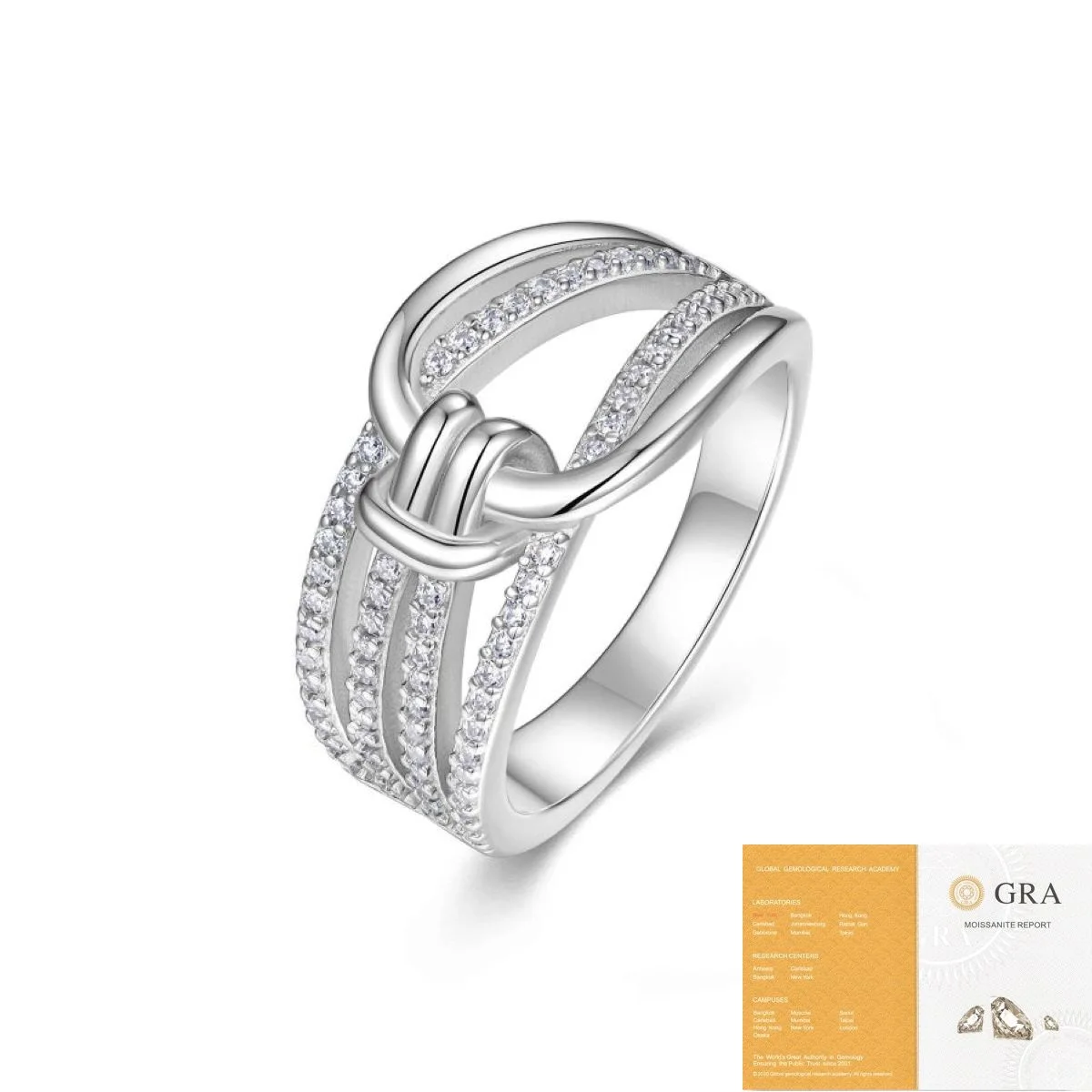 

Fashion Classic Fine JewelryNew Arrival Infinity Love Knot Moissanite 925 Sterling Silver Ring For Woman