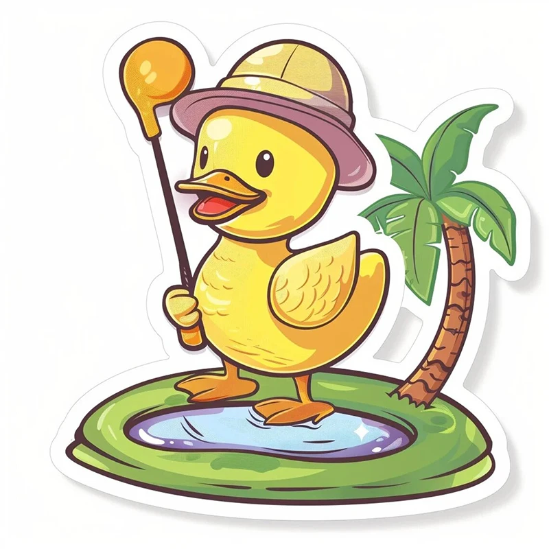 Funny Golf Duck Wall Stickers, Toilet Stickers, Bright Room for Home Decoration, Vinyl Animal Decals, Art Wallpaper, Poster