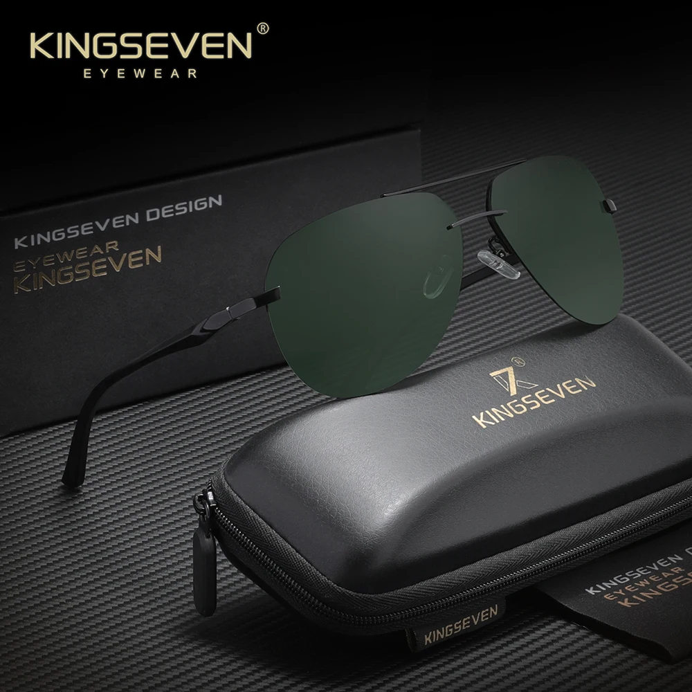 KINGSEVEN Ultra Light Frameless Polarized Pilot Men's Sunglasses Anti-UV400 Eyewear Women Travel Summer Glasses