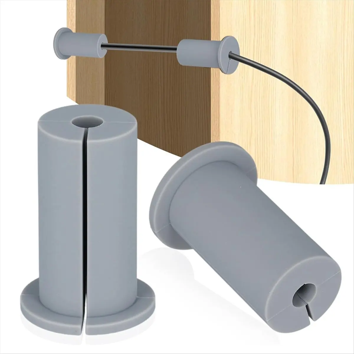 A63K& 2Pcs Cable Routing Kit for , Cable Feed Through Bushings for 1Inch Wall Hole, Ethernet Cable Wall Grommet,Gray