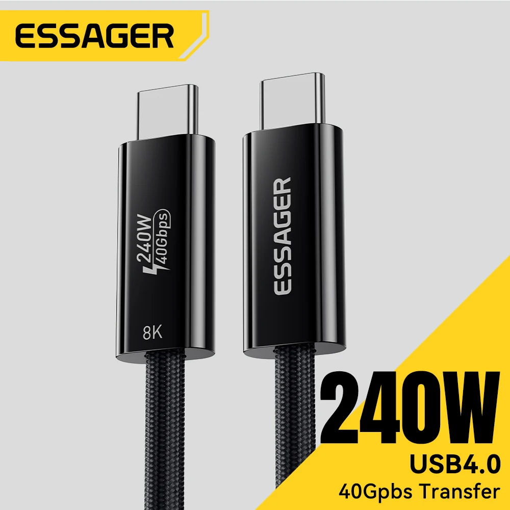 Essager 240W PD 3.1 Fast Charging Cable USB 4.0 Cable Supports 8K@60Hz HD Display 40 Gbps Data Transfer for iPhone 16 15 MacBook