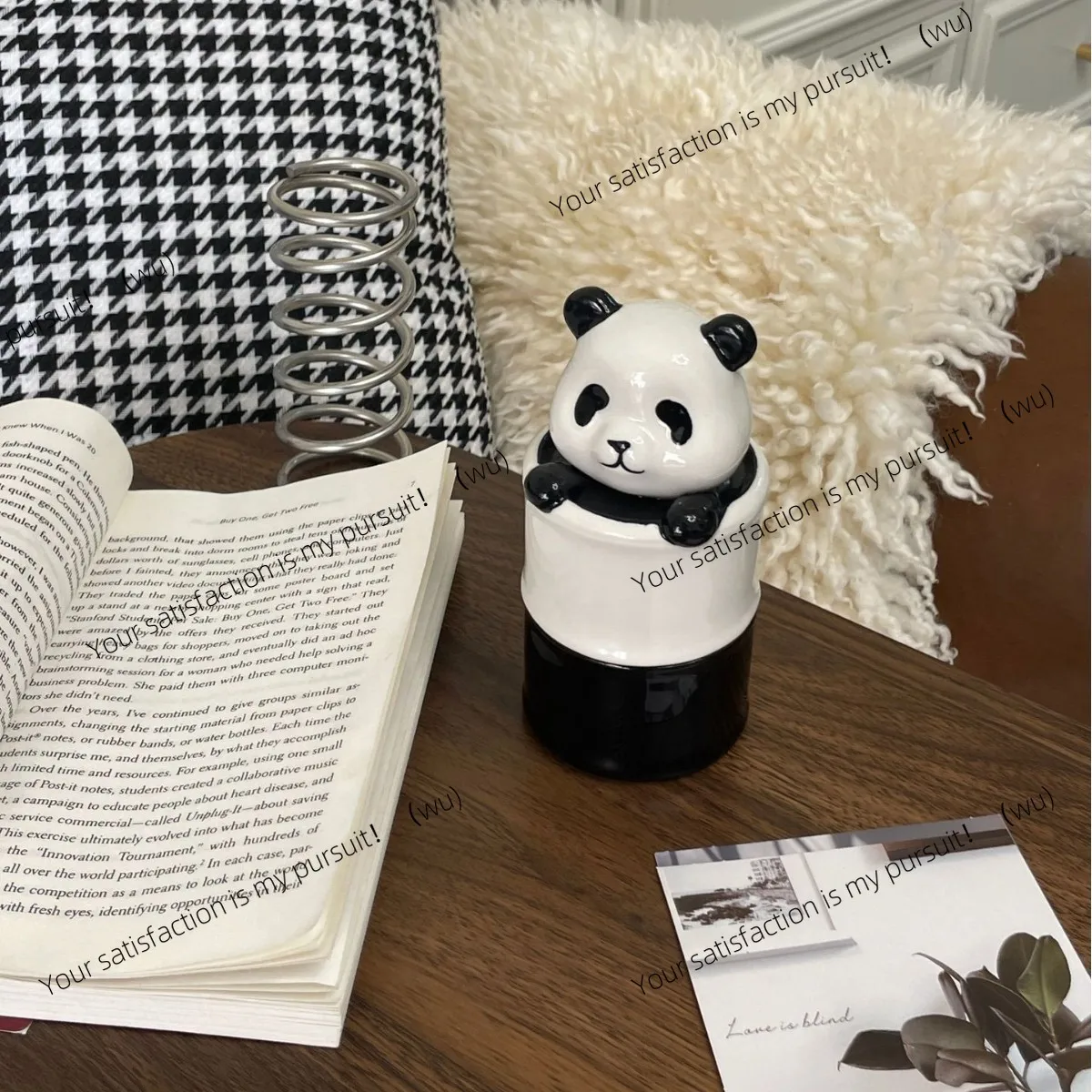 Small animal panda toothpick holder ceramic creative toothpick box commercial restaurant retro style Internet celebrity high-end