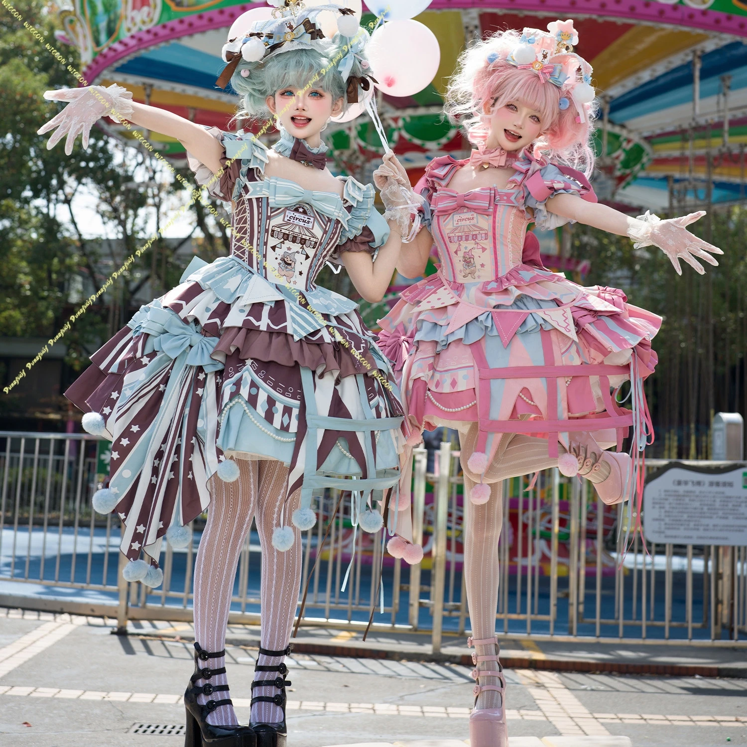 Original Design Lolita Dress Circus FairyTale Opening Theme Kawaii Lolita Fashion Outfit for Tea Party Cosplay Halloween Costume