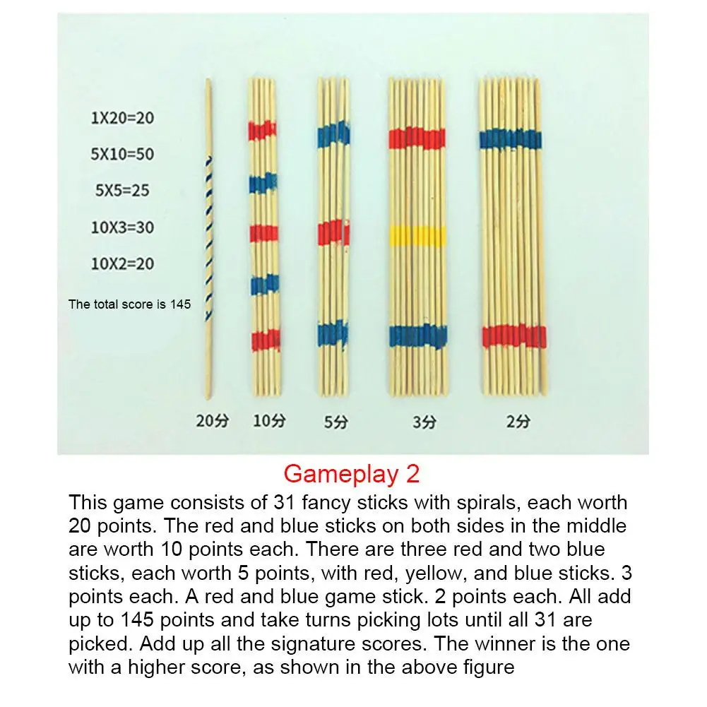 Mikado Spiel – bâtons de ramassage traditionnels avec boîte, jeu multijoueur pour bébé, jeu de société éducatif en bois, jouet de bureau amusant