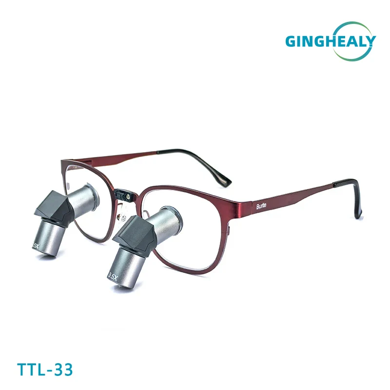 Ginghealy TTL ergo Loupes 3.5X4.5X 5.5X 6.5X silvery lens Dental Surgical Loupes Metal Lens Protect the cervical Titanium Frame