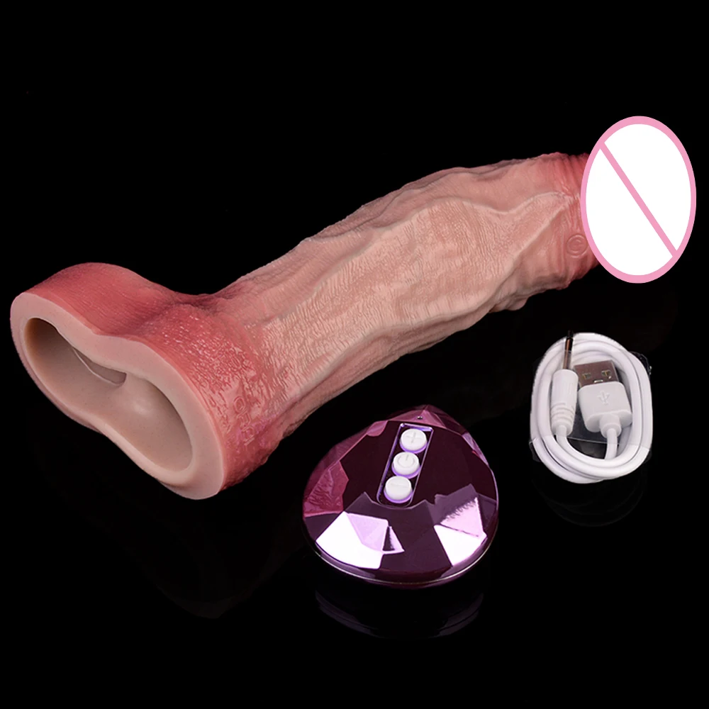 SXXY يهتز القضيب كم ملحقات الواقي الذكري سيليكون ذكر ديك موسع غمد مع 10 طرق الاهتزاز لمتعة الأزواج #4