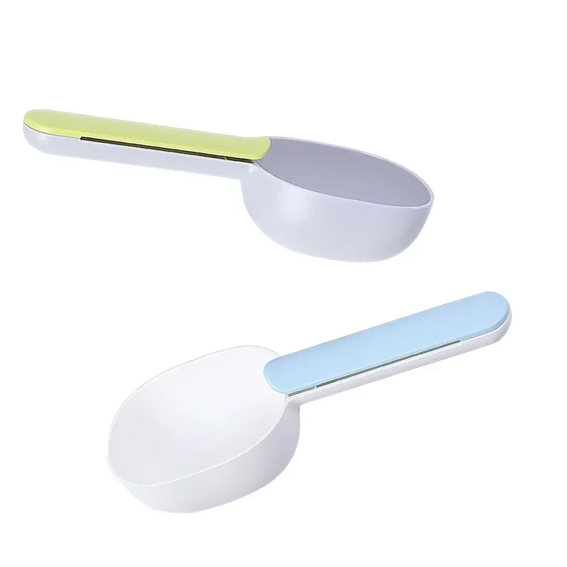 Multifunctional Dog Food Cat Food Shovel Spoon Feeding Spoon Sealed Bag Clip Creative Measuring Cup Curved Design Easy To Clean