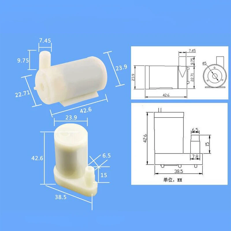 Mini Mute Water Pump 3 / 4.5V Micro Submersible Motor Pump Horizontal Vertical Amphibious For Water-cooled Phone Charger