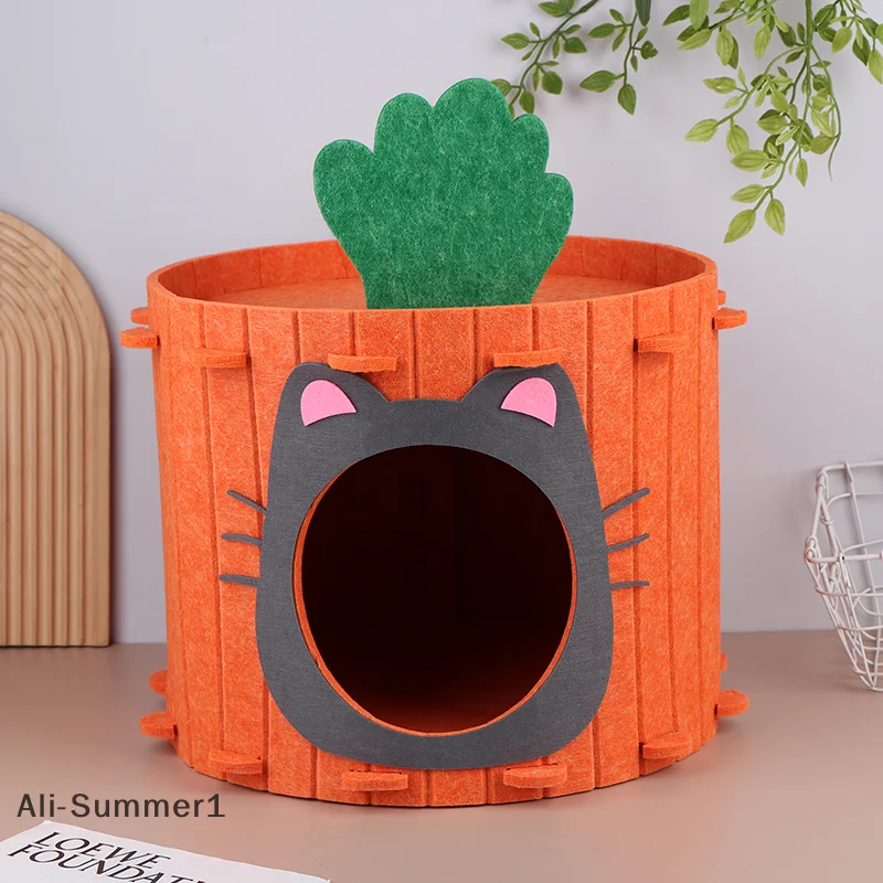 【E】قفص القطط، عش القطط، لوح خدش للقطط، 2 في 1، فيلا للحيوانات الأليفة مقاومة للاهتراء وغير القشرة #2