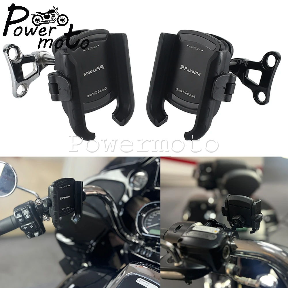 

Motorcycle Device Mobile Cell Phone Holder Clamp Adjustable 5.4"-7.2" Mount Bracket Smartphone Stand For Harley Road Glide 2015-