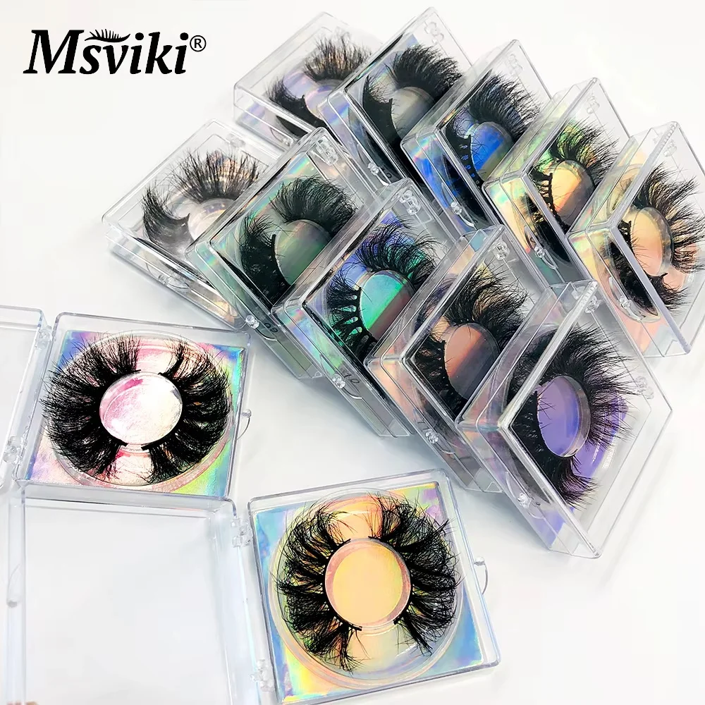 Bulk Großhandel flauschige 22-25mm Nerz Wimpern Box Paket liefert Make-up chaotisch 5d 8d Nerz Wimpern handgemachte falsche Wimpern Verkäufer – Detail 3
