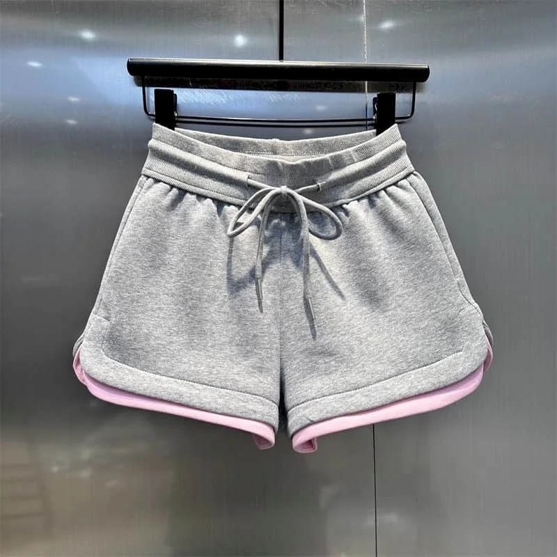 Sporty A-line Shorts Women Korean Style Casual Color Blocking Elastic Waisted Sweat Pants Sexy 2026 Summer Clothes for Women
