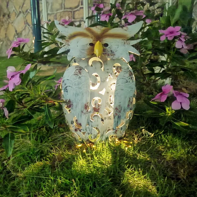 Iron Animal Solar Light Decoration Courtyard Outdoor Lawn Sculpture Owl