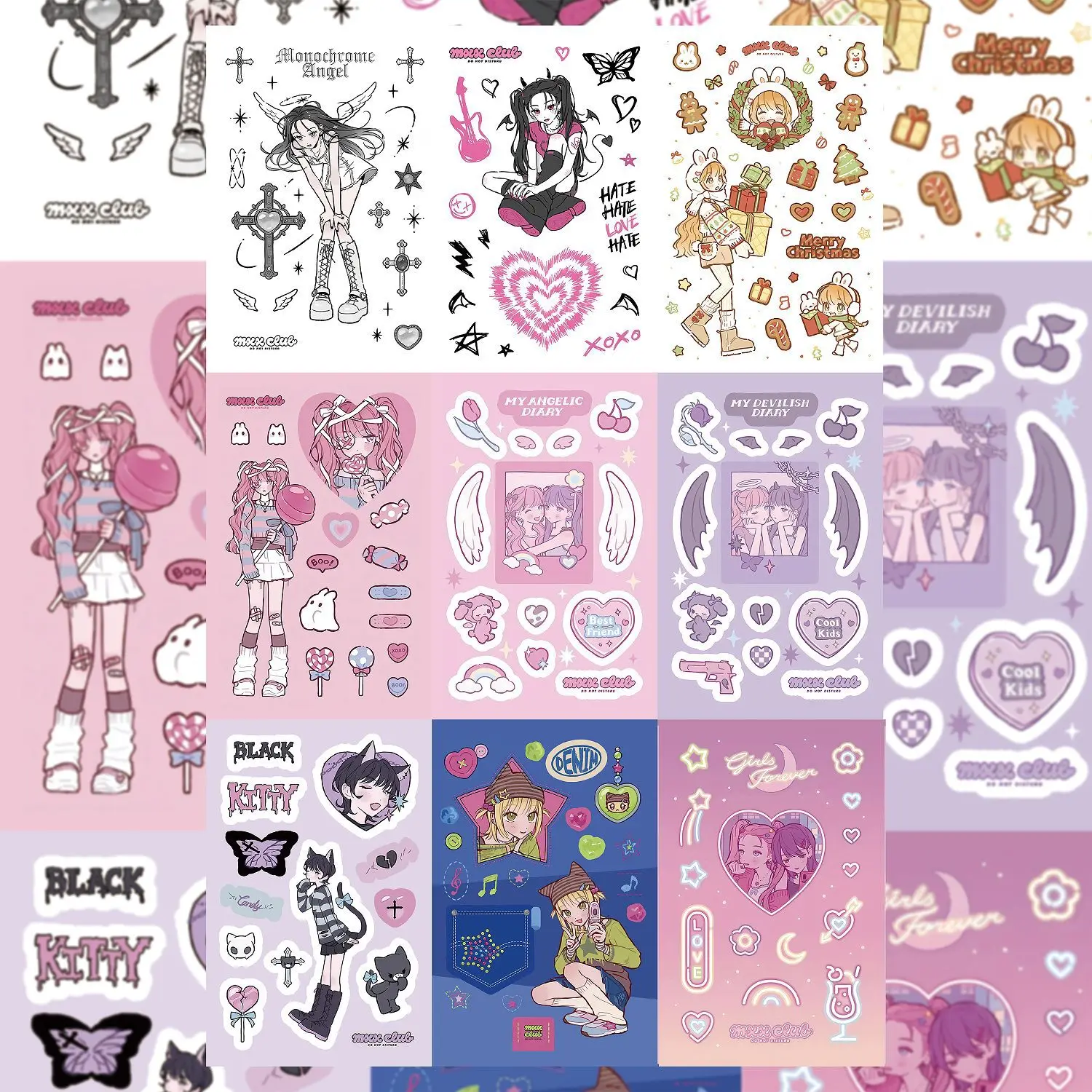 Korean Ins Aesthetic Sweet Cool Stickers Cartoon Pattern Creative DIY Stickers for Card Journal Phone Case Stationery Decor