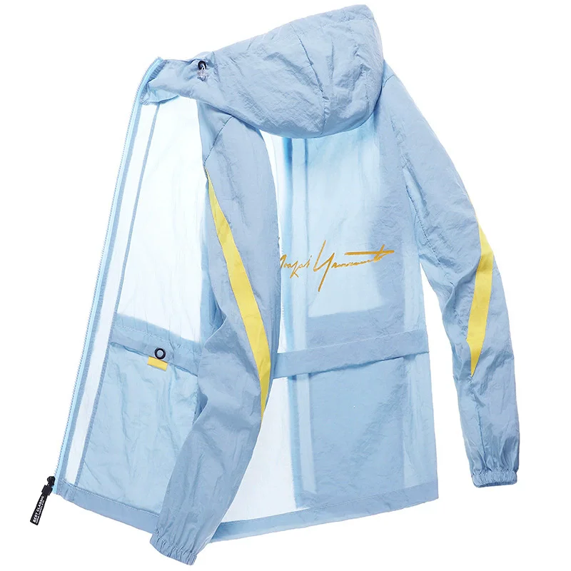 

New Men's and Women's Summer Ice Silk Lightweight, Breathable, Quick Drying Fishing Sunscreen Clothes Large Hooded Jacket Trendy