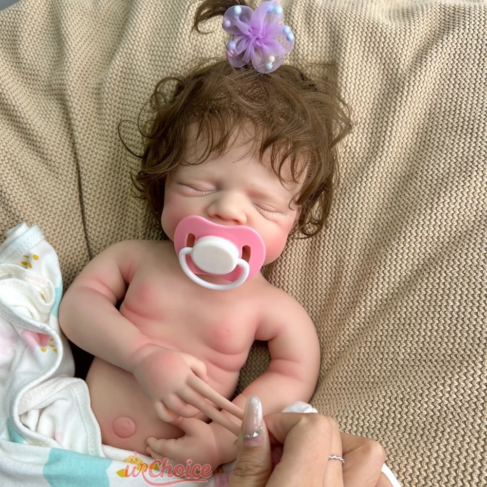 19 pulgadas linda niña bebé Pascale con cabello enraizado completo suave realista de silicona renacido muñeca ponderada para la compañía de ancianos