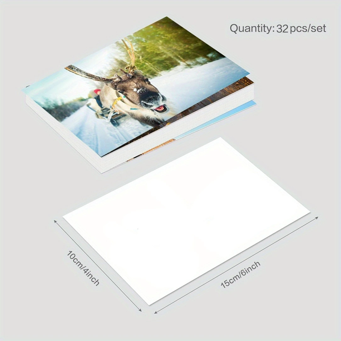 32pcs Finnish Landscape Themed Postcard Set, Including Northern Lights Winter Scenery Suitable for Nordic Travel Souvenirs
