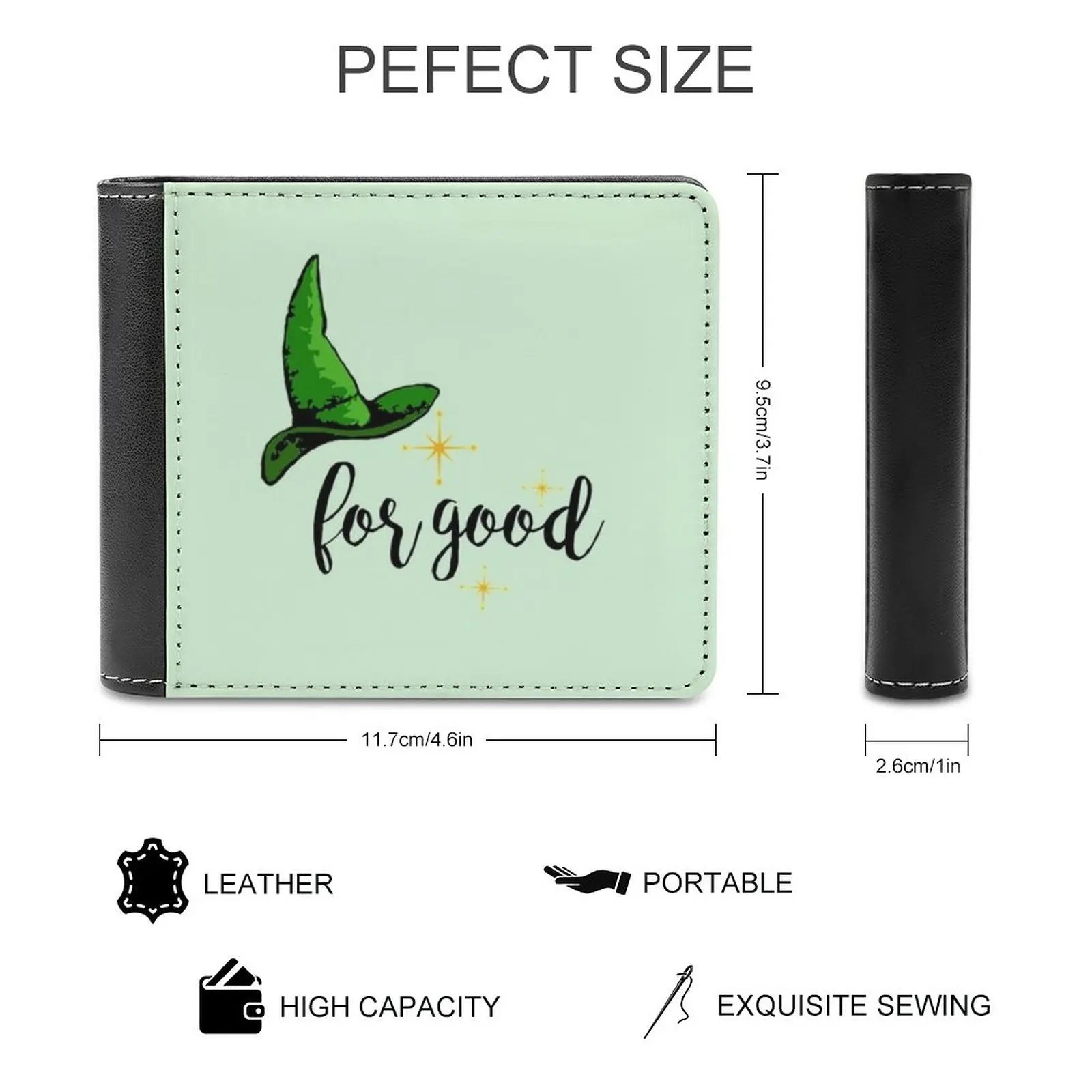 Elphaba For Good Leather Wallet Men's Wallet Diy Personalized Purse Father's Day Gift Elphaba For Good Glinda Wicked Musical