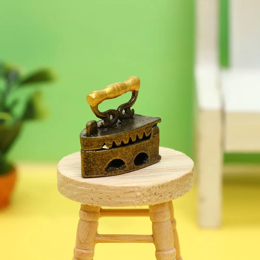 Playing House Kids Toy Doll Accessories Mini Vintage Tool Dollhouse Miniature Iron Ironing Clothes Doll House Furniture