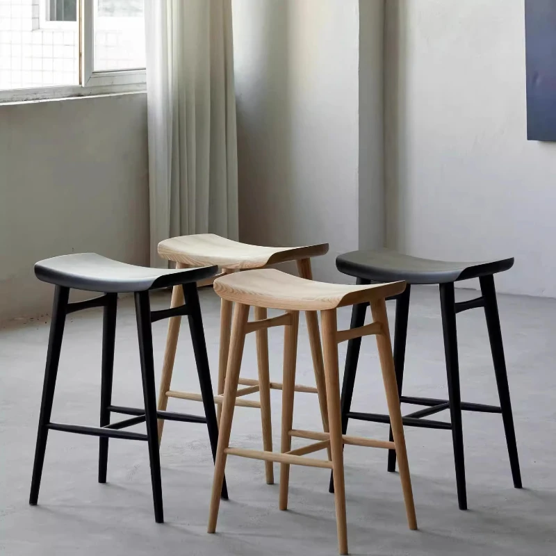 Solid Wood Bar Stools Island Dining Table Chair High Kitchen Stools Sillas Taburetes Altos De Cocina Sgabello Cucina Furniture