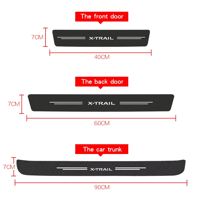 For Nissan Xtrail T30 T31 T32 Carbon Fiber Car Doorsill Sticker Anti-scraping and Waterproof Protective Film Accessories Trunk