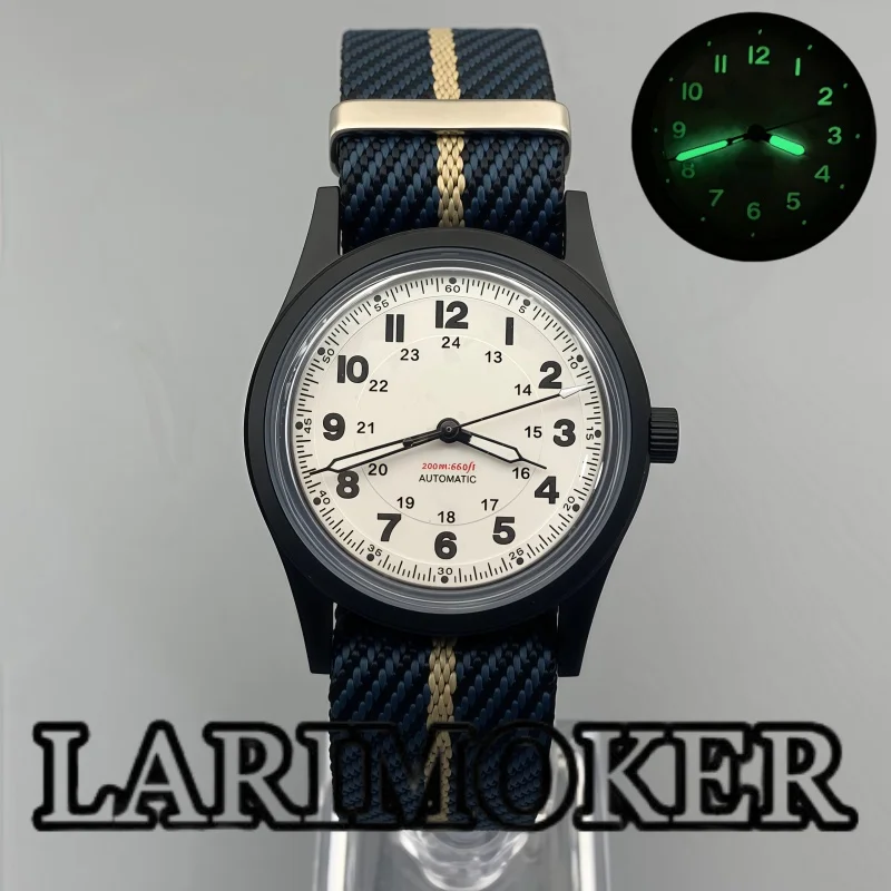 

LARIMOKER 36mm 39mm Domed Sapphire Glass Blue Nylon Strap Luminous Suitable for NH36 PT5000 Movement