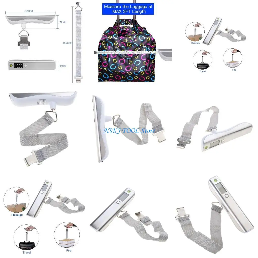 

L8RC 50kg/110lb Digital Luggage Scale with 3 Units kg st Travel Hanging Scales