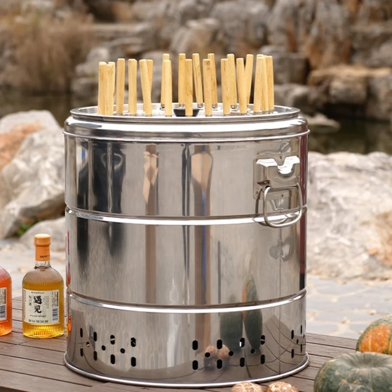 

Бездымный гриль для барбекю из нержавеющей стали, бытовые подвесные грили, угольная печь, уличный гриль большой емкости для кемпинга, барбекю