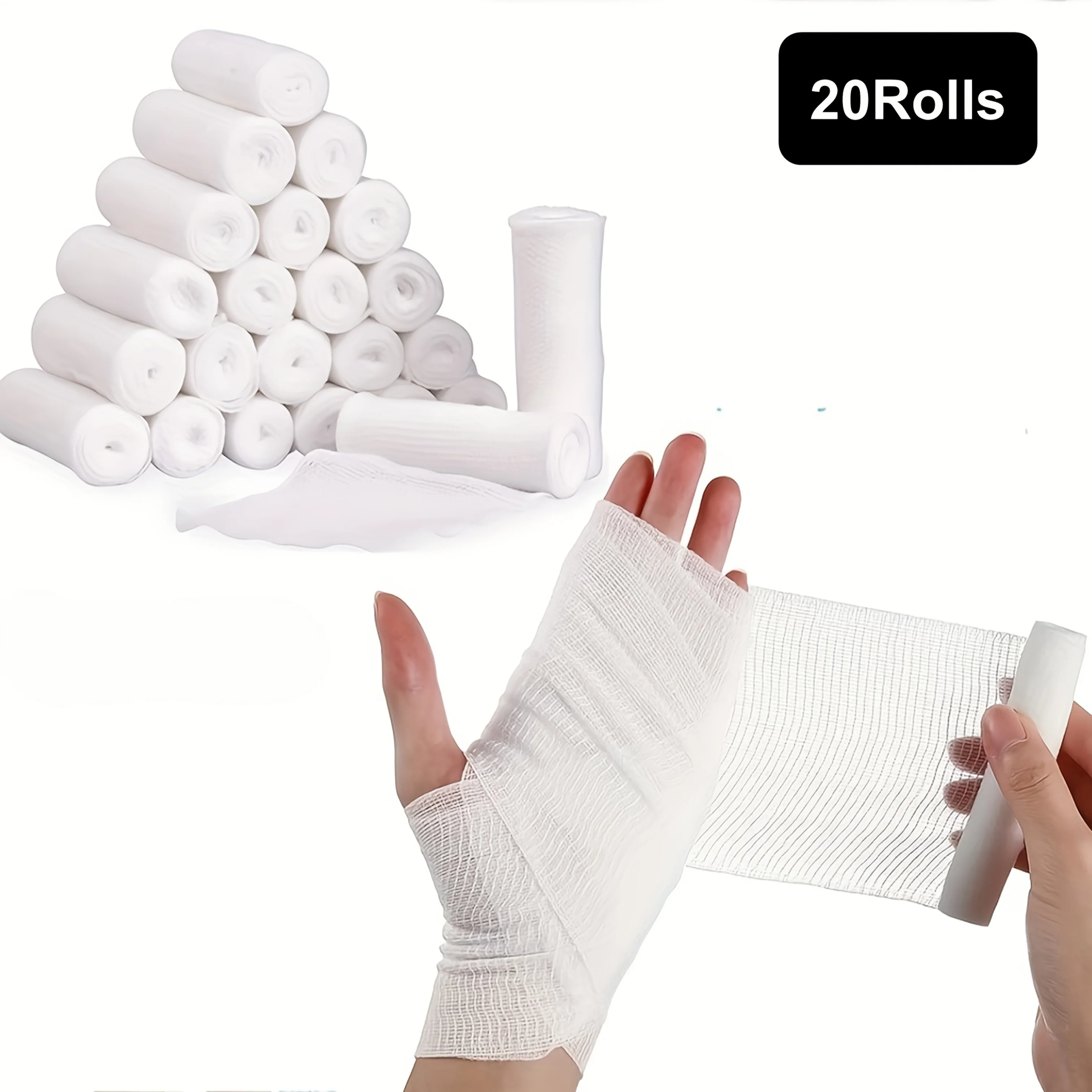 

20Rolls Breathable Elastic Bandage Skin Friendly First Aid Kit Cotton Gauze Wound Dressing Emergency First Aid Tool forwrist leg