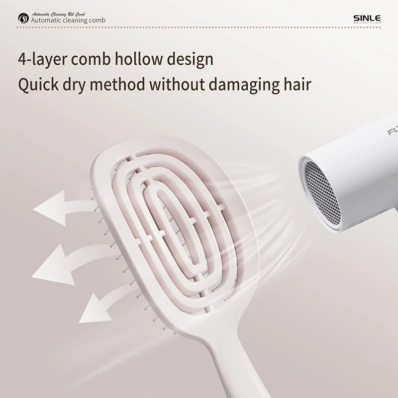 A Quick-Clean, Easy-To-Clean Retractable Hair Comb TPEE Self-Cleaning Hair Removal Brush for Women