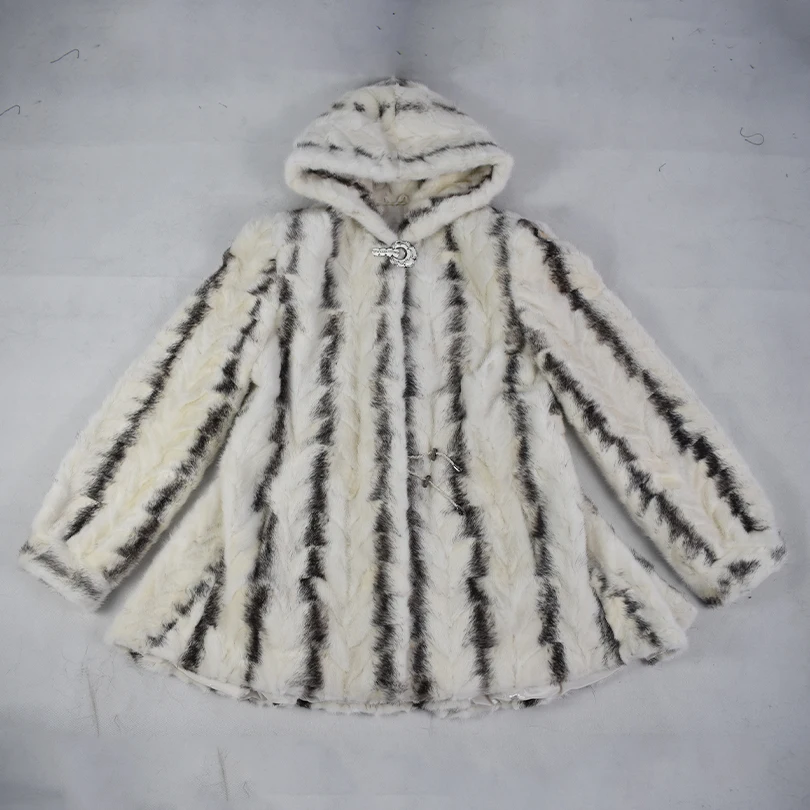 Real Mink Fur Coatสําหรับผู้หญิง,Hooded Jacket,เสื้อลายธรรมชาติ,หนาและWarm,สไตล์Street,คุณภาพสูง,2023 ใหม่