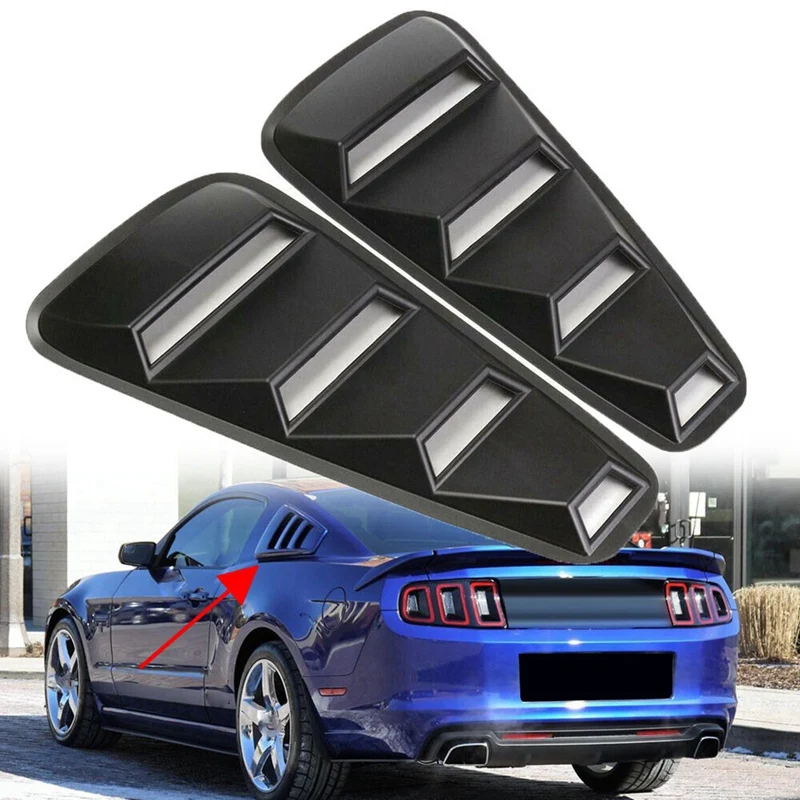 Blakc 1/4 Rear Side Vent Quarter Window Louver Shutter Cover Trim For 2005-2014 Ford Mustang Accessories