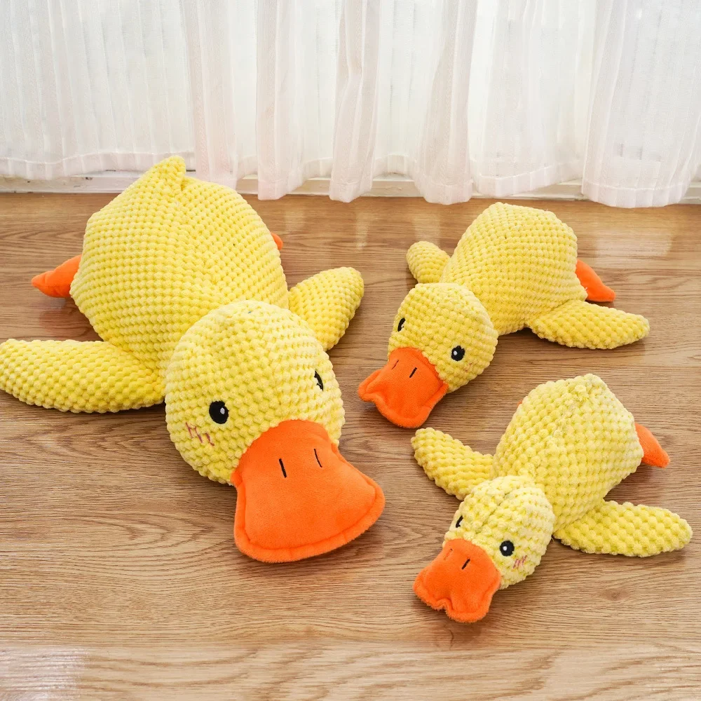 Pet Plush Toy Dog Calming Duck Stuffed Duck Toys Chew Toy Squeaky For Puppy Pet Teeth Cleaning Chew Pillow Toy Pet Supplies