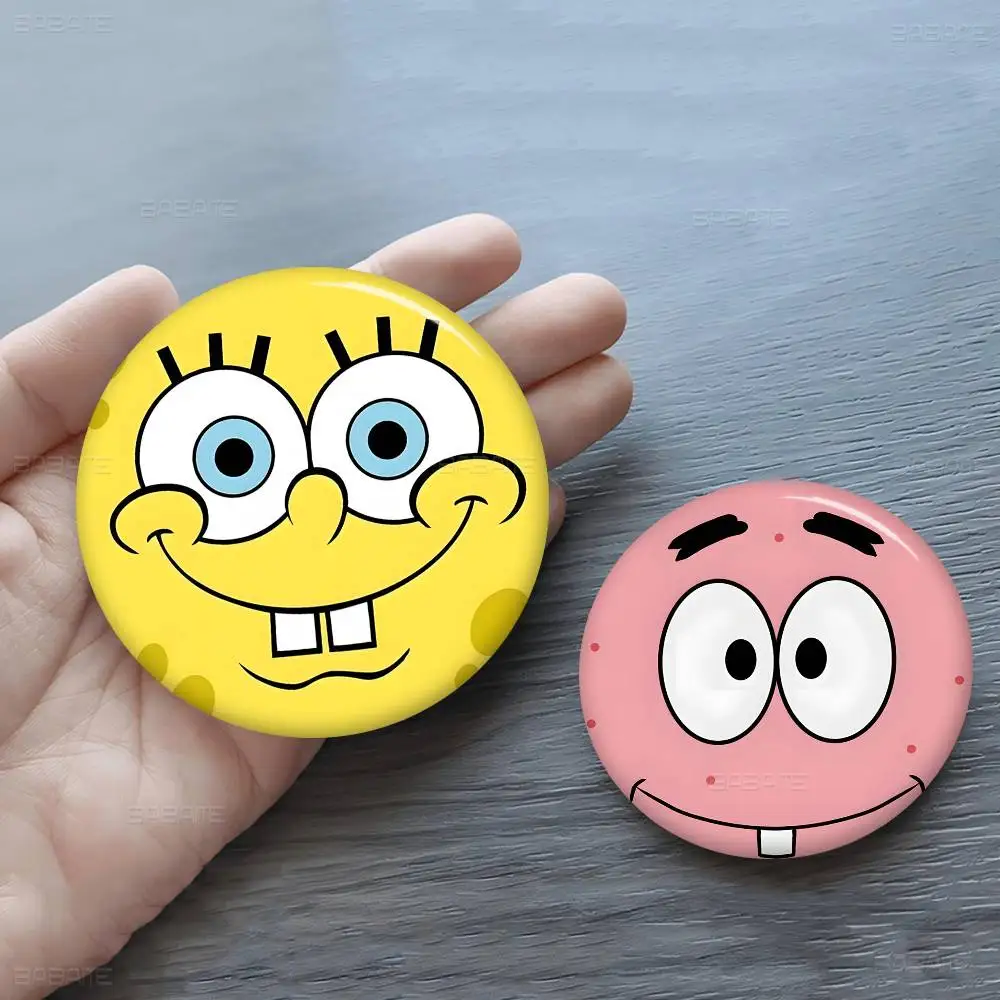 Cartoon S-Sponge-B-Bob 58mm Handmade Brooch Cartoon Cosplay Badge On Backpack Jewelry Accessories Gifts