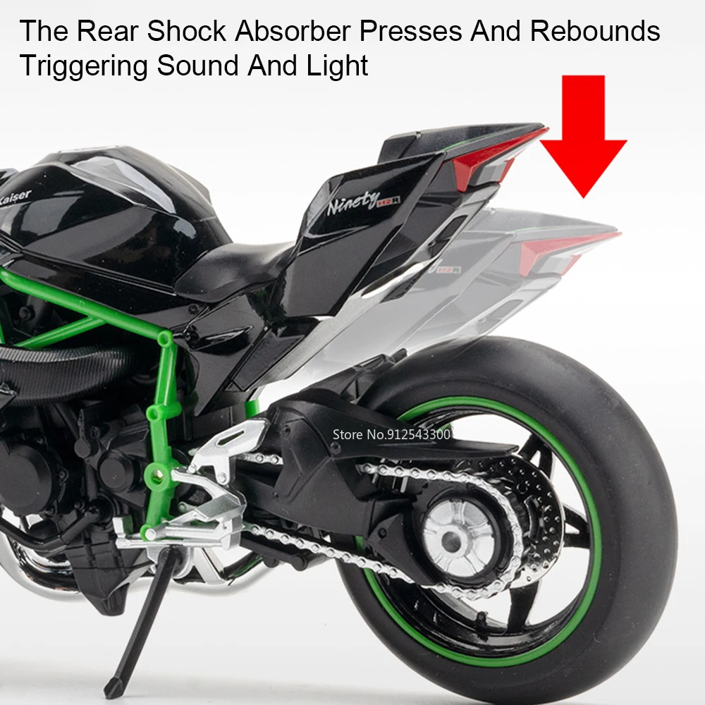 1:12 Kawasaki H2R ZX-10R Motorfiets Speelgoed Model Licht Geluid Schokabsorptie Miniatuur Racing Motor Modellen Collectie Geschenken