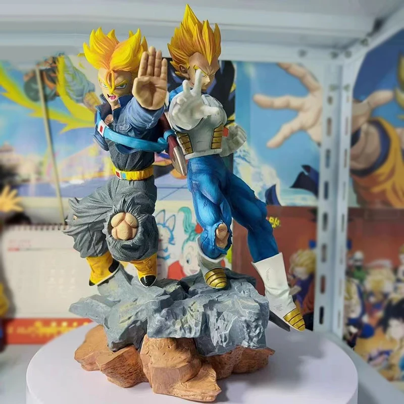 30cm Dragon Ball Z Action Figure Fighting Vegeta and Trunks Figure Father and Son Model Super Saiyan Statue PVC Collection Toys