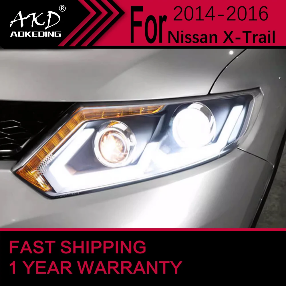 أضواء السيارة لنيسان X-Trail LED المصباح 2014-2016 XTrail رئيس مصباح Drl ديناميكية إشارة العارض عدسة اكسسوارات السيارات #6