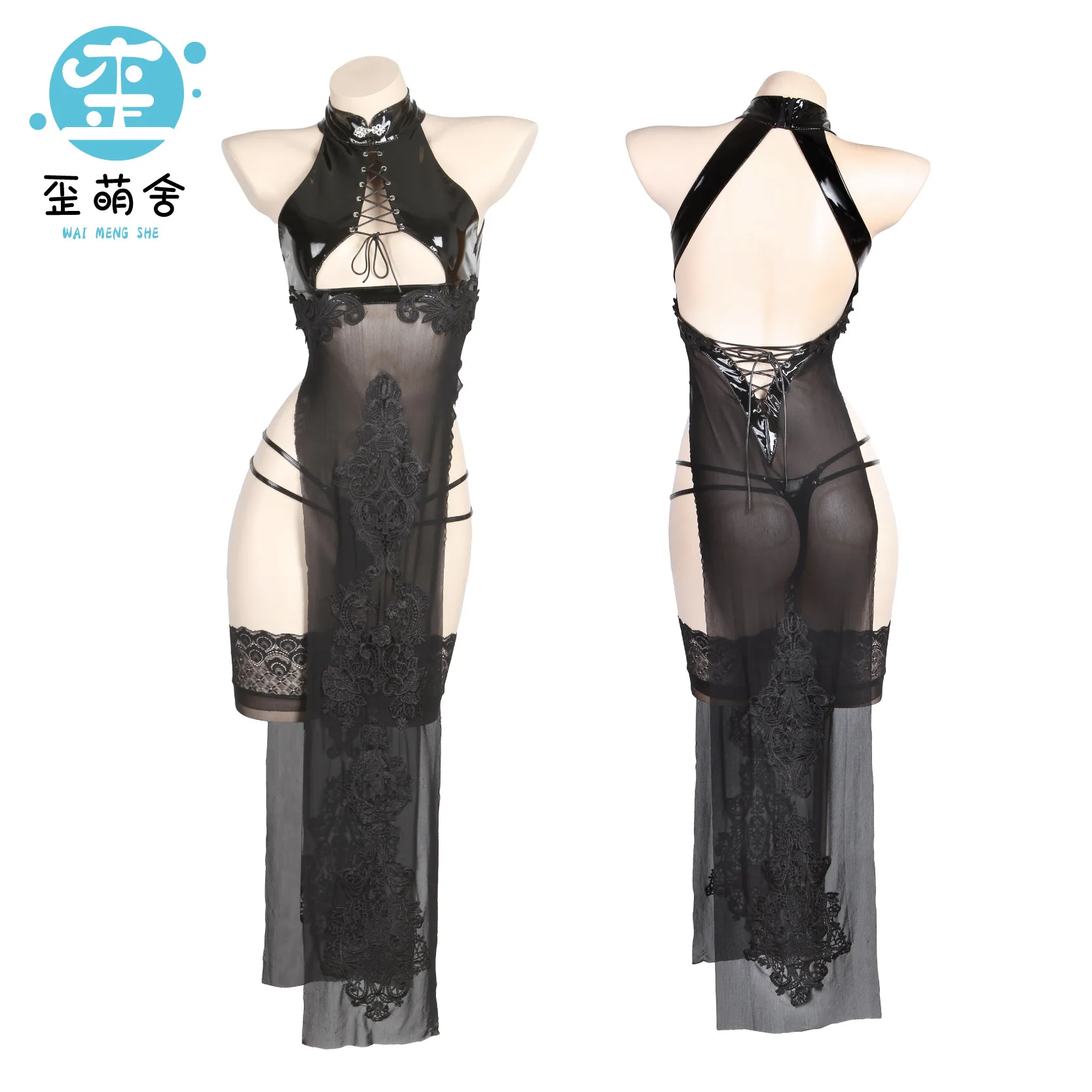 

YoRHa 2B Cosplay Black Qipao Cos Anime NieR Cosplay Costume Cheongsam Set Hot Sexy Lingerie Black Hot Chi-pao Women Smoking