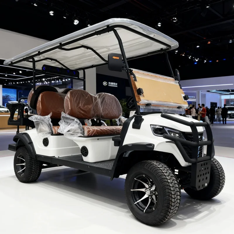 2025 New Model Style 6 Seat Sightseeing Club Cart Electric Golf Cart Buggy With Front Bumper Bluetooth Speakers Golf Utility Car