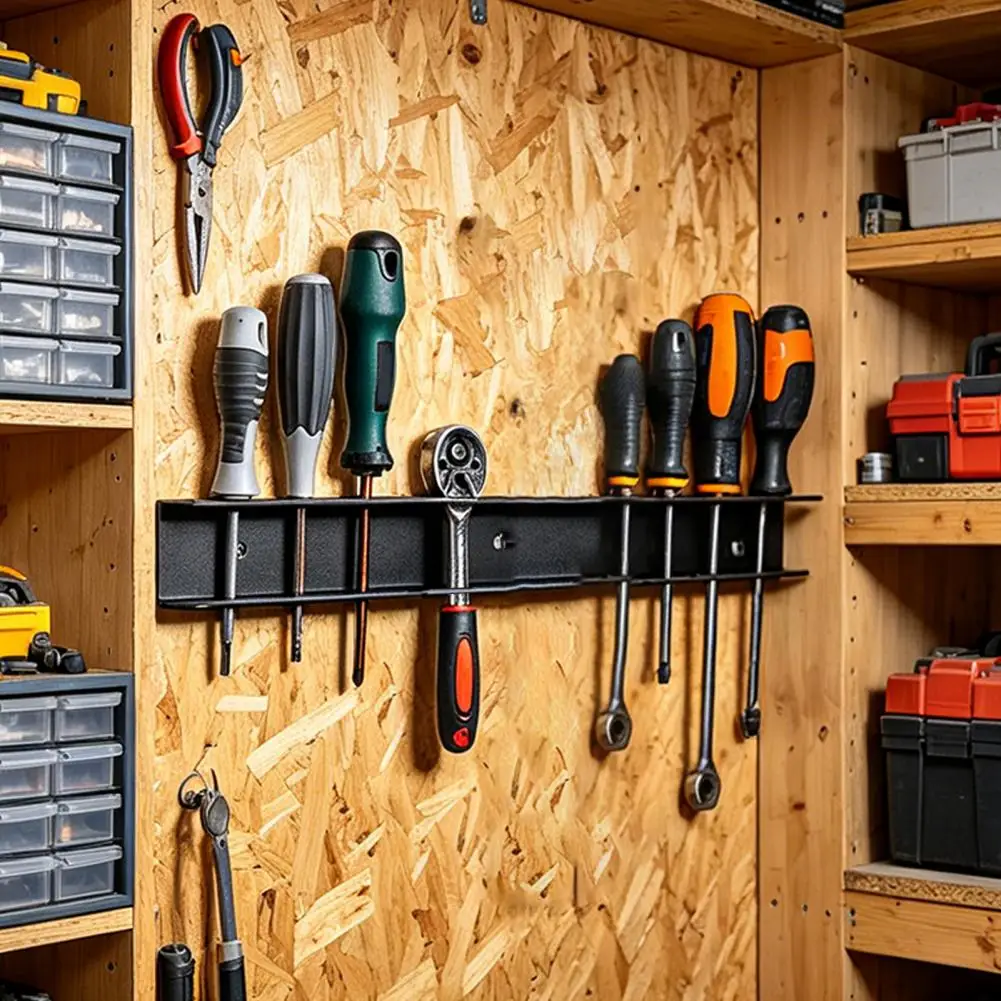 Tool Storage Rack Wall Mounted Screwdriver Organizer Rustproof Carbon Steel Versatile Screwdriver Holder for Garage Workshop