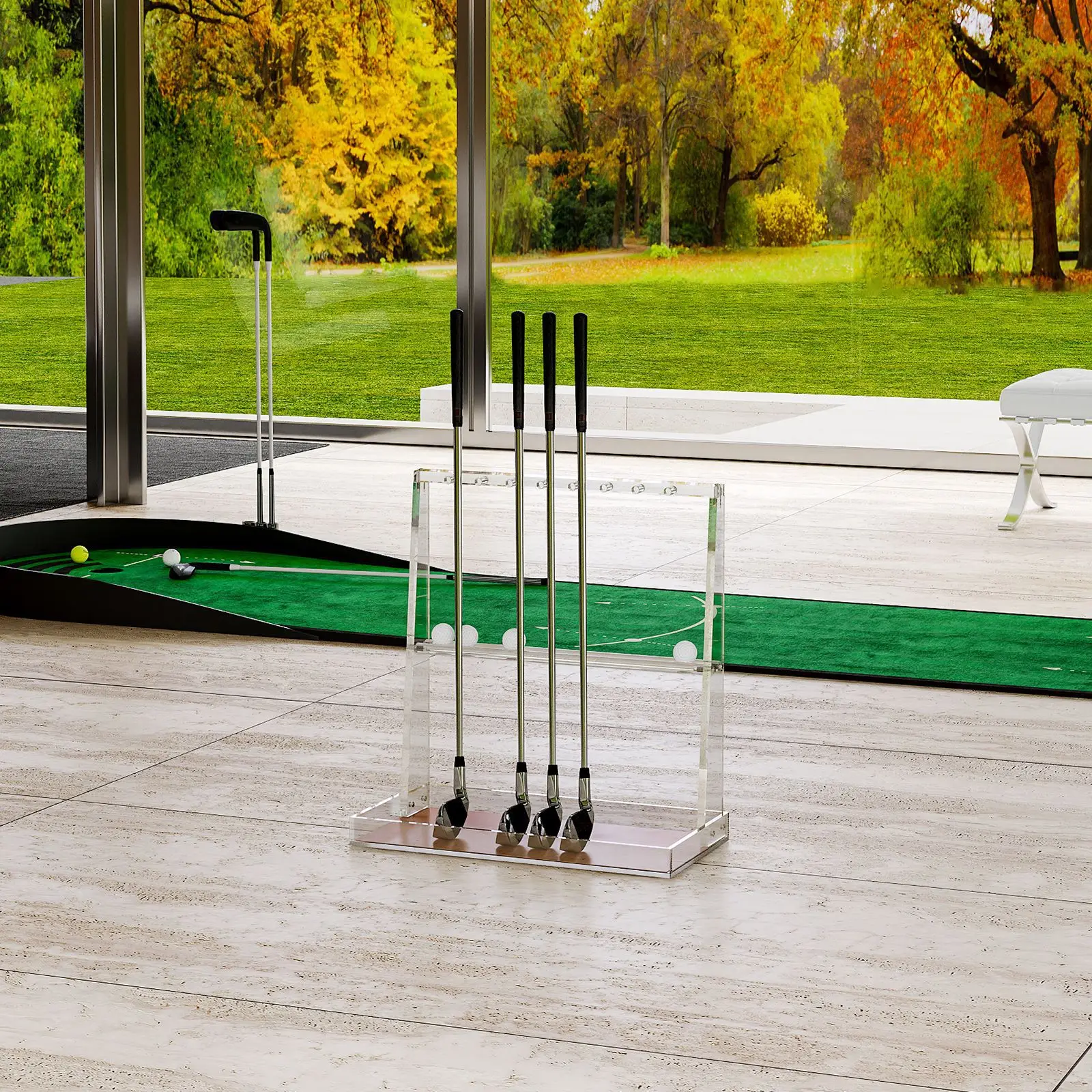 

Acrylic golf club holder Storage seven-hole club display rack Golf ball holder Multifunctional rack