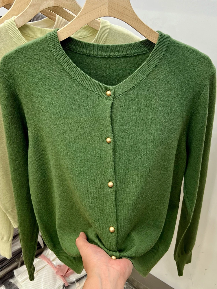 

Long Sleeve Sweaters Cardigan Spring Autumn Women O-Neck Knitwear Tops Clothing Fashion Basic Tops