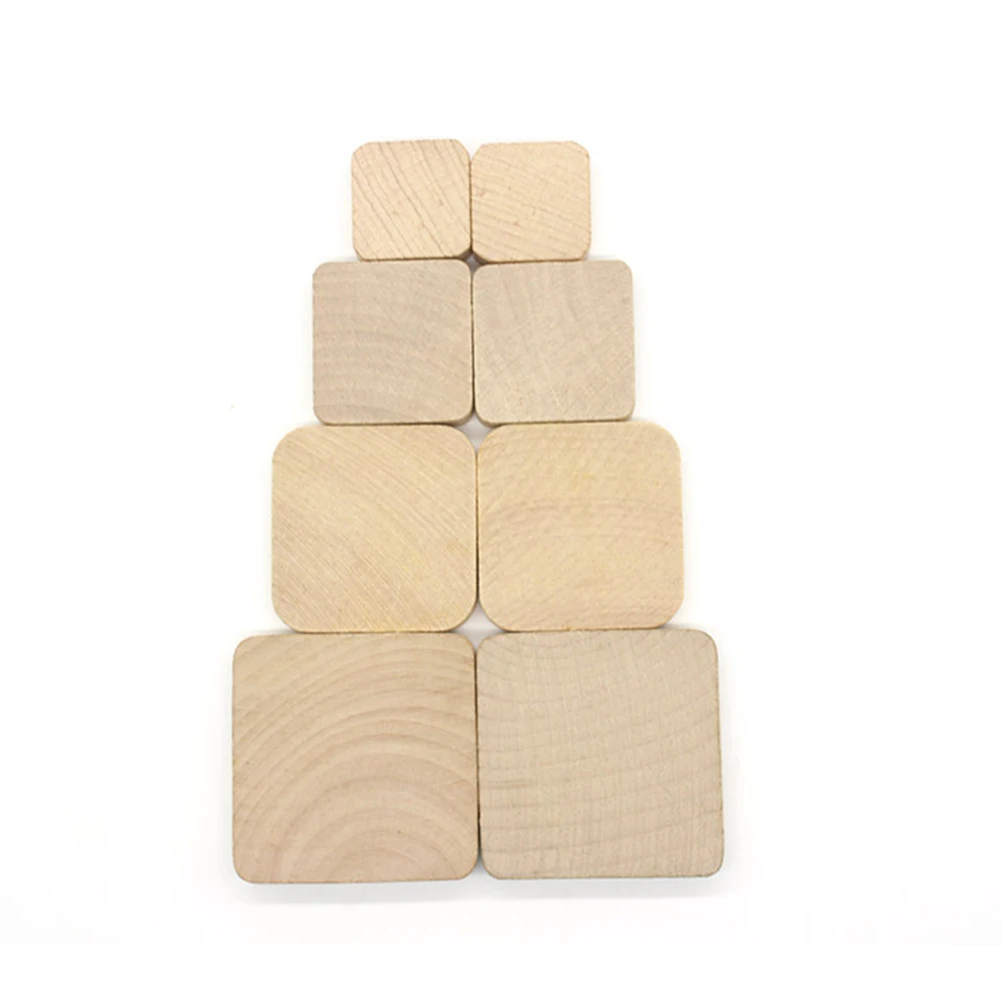 

10 PCS Solid Wood Handle Wooden Block Craft Blanks Bamboo Scrapbooking Stamps Base