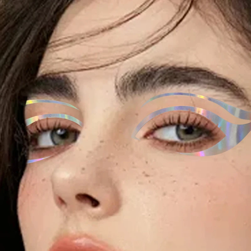 Pegatinas de maquillaje de ojos de colores, delineador de ojos láser, cejas, calcomanías de arte facial, decoraciones de fiesta de Festival de año nuevo de Halloween