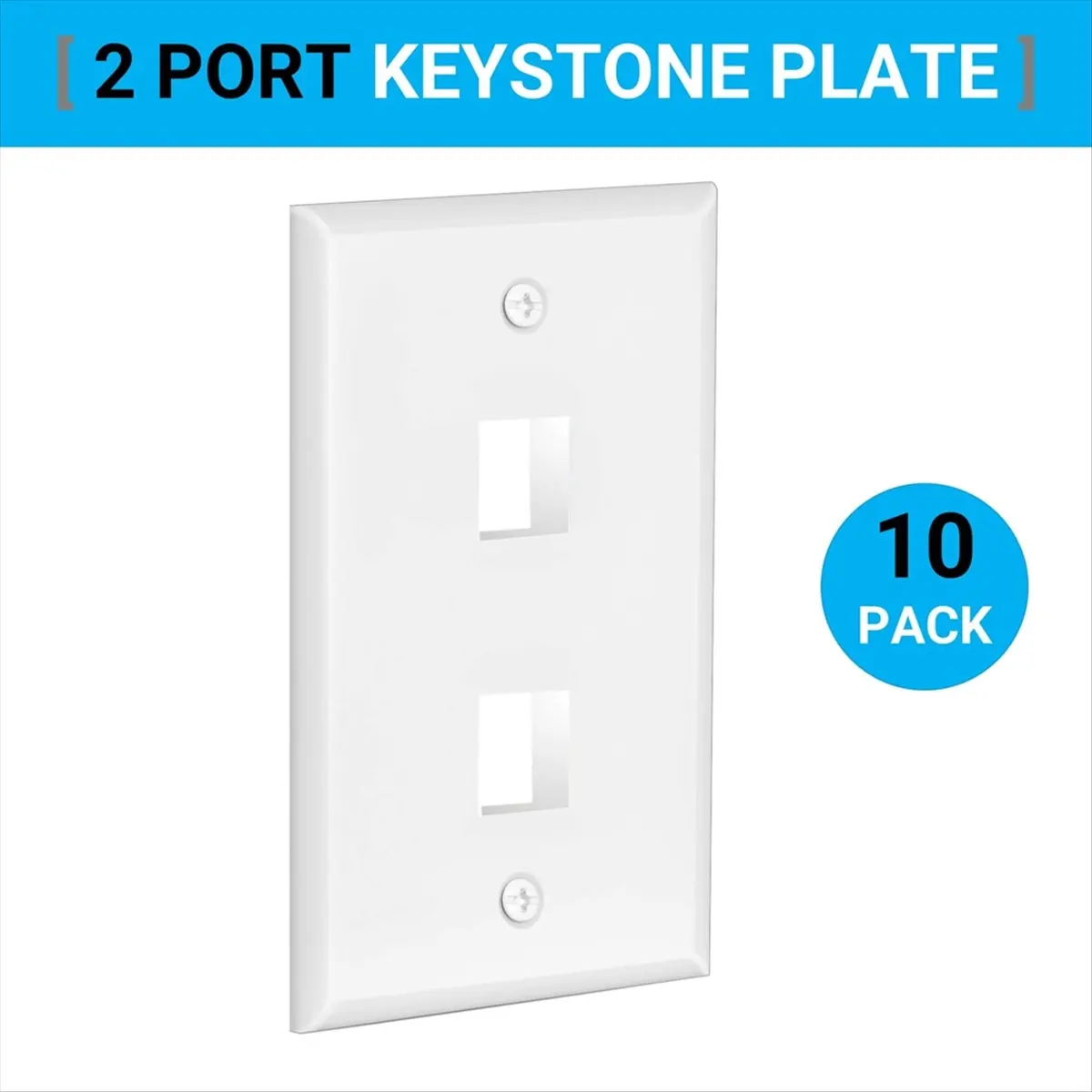 “QUALITY EXCELLE“2 Port Wall Plate, 10-Pack, Includes Low Voltage Mounting Brackets, for RJ45, Ethernet and Other Keystones