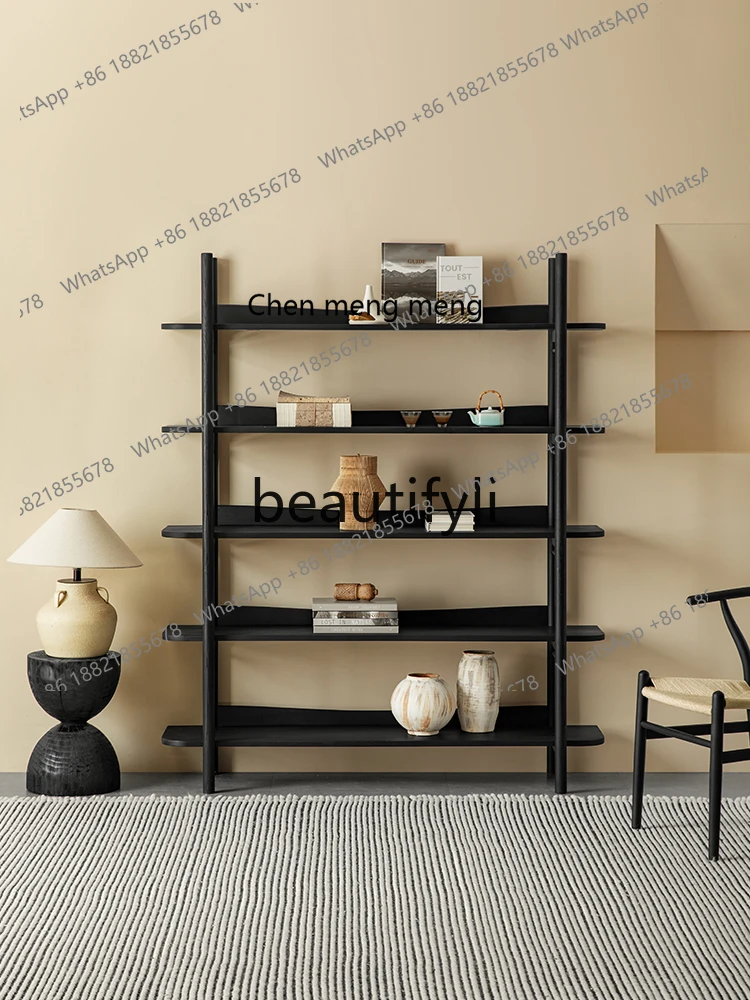 

X Black Ash Wood Modern Minimalist Multi-layer Living Room Study Home Bookcase Storage Rack