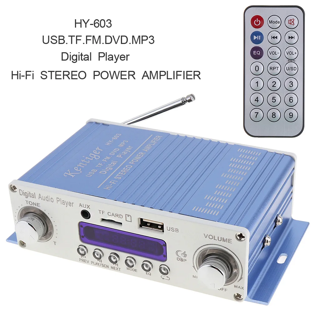 Reprodutor de Áudio Digital HI-FI para Carro, Amplificador de Som, Rádio FM, Suporte para Entrada SD / USB / DVD / MP3 com Controle Remoto
