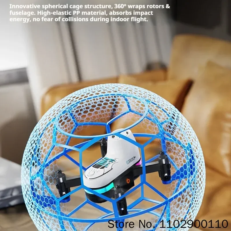 Yl16 Rc Flying Ball Drone Football Quadcopter Anti Collision Shockproof Running Led Lights 2.4g One Key Takeoff Auto Altitude